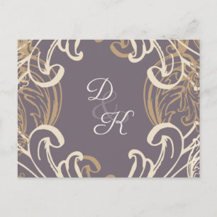 Monogram Gold Paarse  rsvp Briefkaart