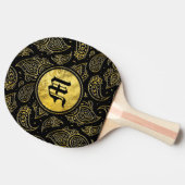 Monogram Gold Paisley Pattern op zwart Tafeltennisbatje (Zijkant)