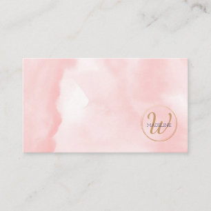 Monogram Gold Pink Waterverf Persoonlijk Visitekaartje