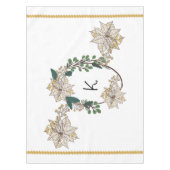 Monogram Gold Pointsettia Holiday Tablecloth Tafelkleed (Voorkant)