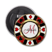 Monogram Gold Poker-chipontwerp Button Flesopener (Voorkant)