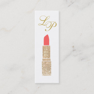 Monogram Gold Sequin Lipstick Makeup Artist Mini Visitekaartje