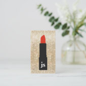 Monogram Gold Sequin Makeup Artist Lipstick Beauty Visitekaartje (Staand voorkant)