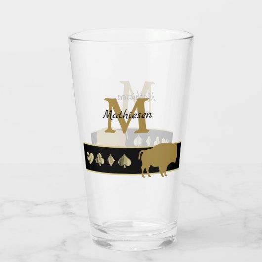 Monogram Gold Silhouette Bison Glas (Achterkant)