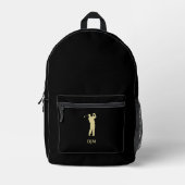 Monogram Gold Silhouette Golfer Bedrukte Rugzak (Voorkant)