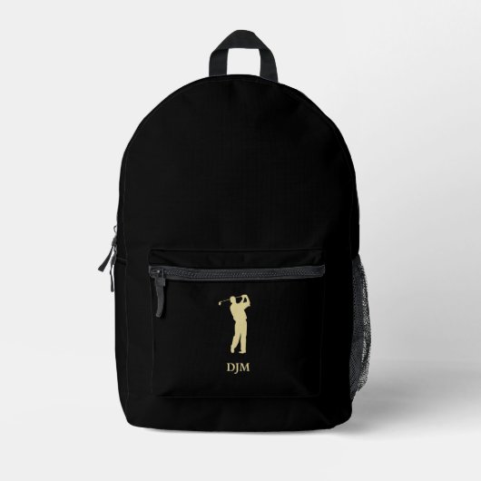 Monogram Gold Silhouette Golfer Bedrukte Rugzak (Voorkant)