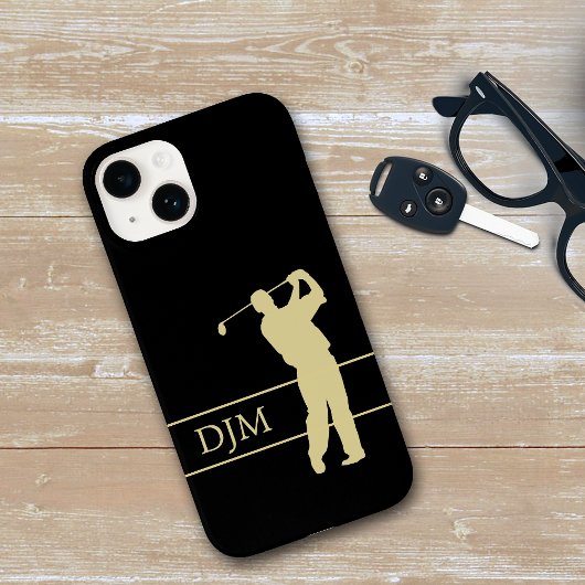 Monogram Gold Silhouette Golfer Case-Mate iPhone Case