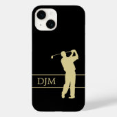 Monogram Gold Silhouette Golfer Case-Mate iPhone Case (Achterkant)
