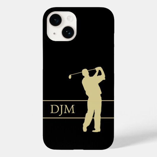 Monogram Gold Silhouette Golfer Case-Mate iPhone Case (Achterkant)