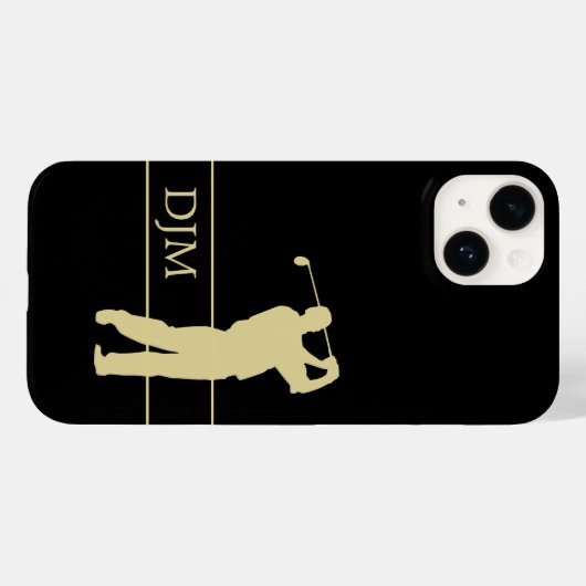 Monogram Gold Silhouette Golfer Case-Mate iPhone Case (Achterkant (horizontaal))