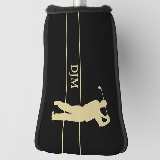 Monogram Gold Silhouette Golfer Golf Putter Hoesje Golfheadcover (Draai 90)