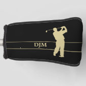 Monogram Gold Silhouette Golfer Golf Putter Hoesje Golfheadcover (Voorkant)