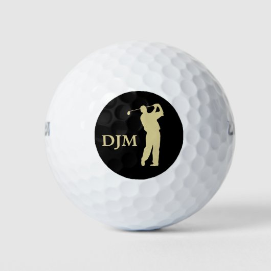 Monogram Gold Silhouette Golfer Golfballen (Voorkant)