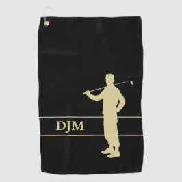 Monogram Gold Silhouette Golfer Golfhanddoek