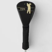 Monogram Gold Silhouette Golfer Golfheadcover (Voorkant)
