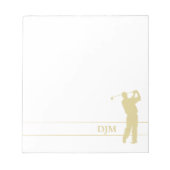 Monogram Gold Silhouette Golfer Notitieblok (Voorkant)