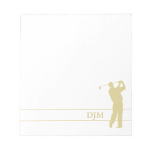Monogram Gold Silhouette Golfer Notitieblok