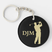 Monogram Gold Silhouette Golfer Sleutelhanger (Voorkant)