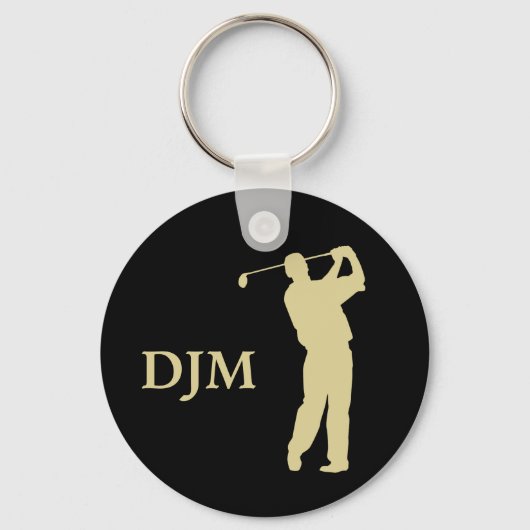 Monogram Gold Silhouette Golfer Sleutelhanger (Voorkant)