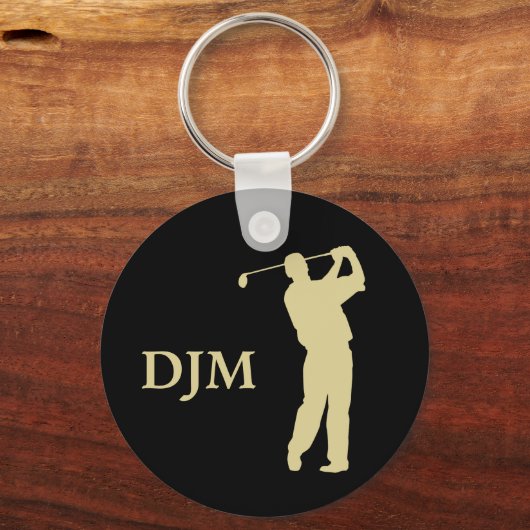 Monogram Gold Silhouette Golfer Sleutelhanger (Voorkant)