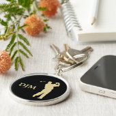 Monogram Gold Silhouette Golfer Sleutelhanger (Zijkant)