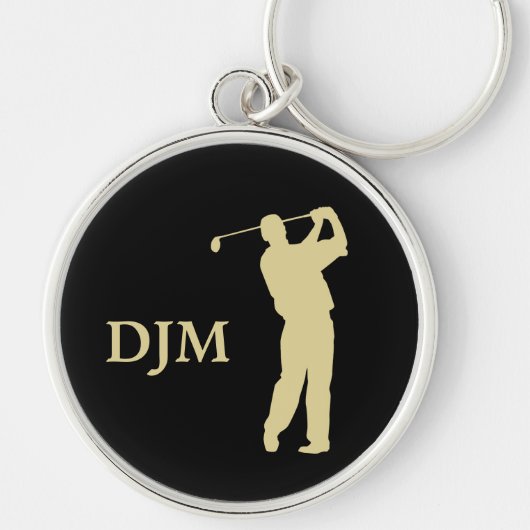 Monogram Gold Silhouette Golfer Sleutelhanger (Voorkant)