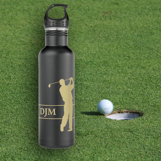 Monogram Gold Silhouette Golfer Waterfles