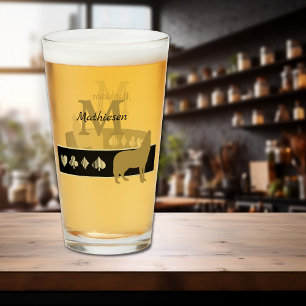 Monogram Gold Silhouette Howling Wolf Glas