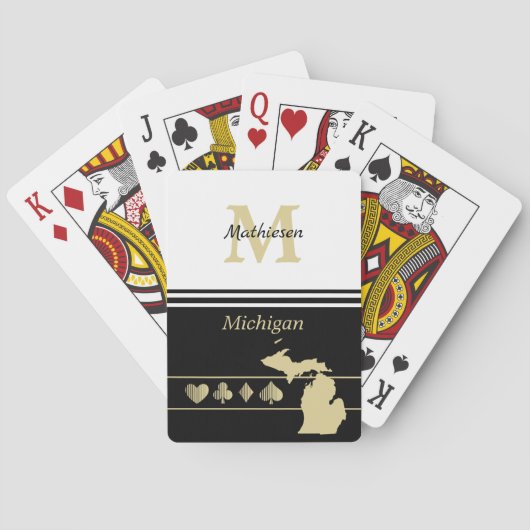 Monogram Gold Silhouette Michigan Pokerkaarten (Achterkant)