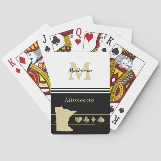 Monogram Gold Silhouette Minnesota Pokerkaarten (Achterkant)