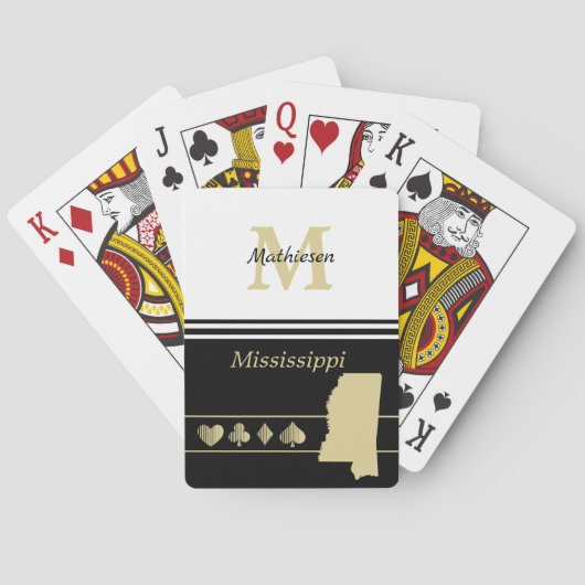 Monogram Gold Silhouette Mississippi Pokerkaarten (Achterkant)