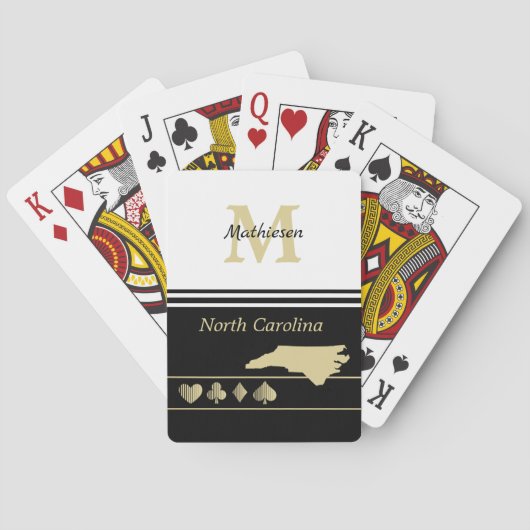 Monogram Gold Silhouette North Carolina Pokerkaarten (Achterkant)