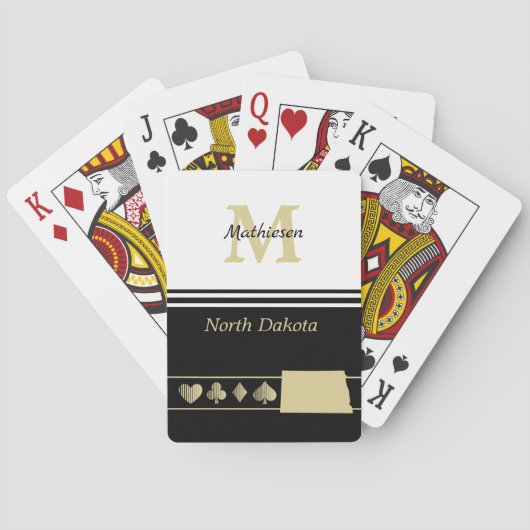 Monogram Gold Silhouette North Dakota Pokerkaarten (Achterkant)