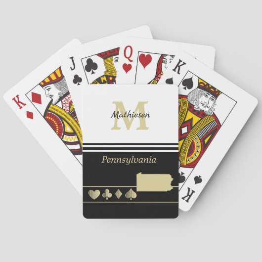 Monogram Gold Silhouette Pennsylvania Pokerkaarten (Achterkant)