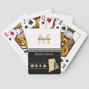 Monogram Gold Silhouette Rhode Island Pokerkaarten