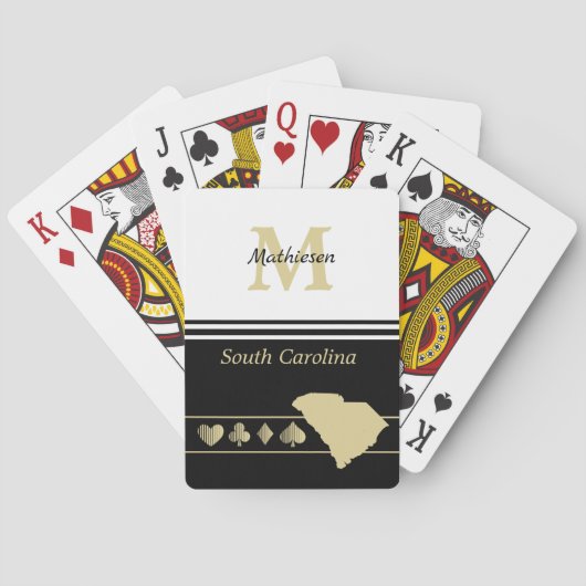 Monogram Gold Silhouette South Carolina Pokerkaarten (Achterkant)