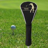Monogram Gold Silhouette Vrouw Golfer Golfheadcover