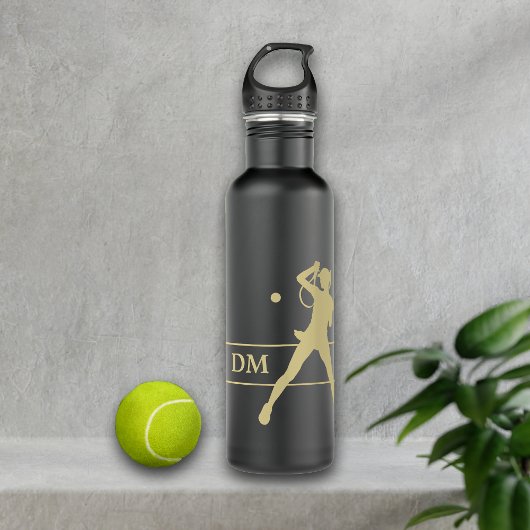 Monogram Gold Silhouette Vrouw Tennis Player Waterfles