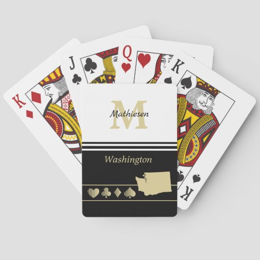 Monogram Gold Silhouette Washington Pokerkaarten (Achterkant)
