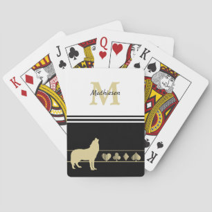 Monogram Gold Silhouette Wolf Pokerkaarten