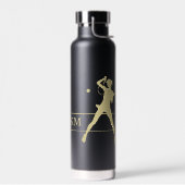 Monogram Gold Silhouette Woman Tennis Player Waterfles (Links)