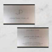 Monogram Gold Silver Elegant Moderne Sjabloon Luxe Visitekaartje (Voorkant / Achterkant)