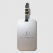 Monogram Gold Silver Kijk uit Elegant Modern Bagagelabel (Voorkant (verticaal))