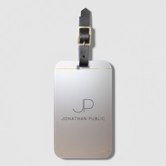 Monogram Gold Silver Kijk uit Elegant Modern Bagagelabel (Voorkant (verticaal))