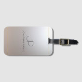 Monogram Gold Silver Kijk uit Elegant Modern Bagagelabel (Voorkant (horizontaal))