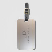 Monogram Gold Silver Let op een moderne Sjabloon Bagagelabel (Voorkant (verticaal))