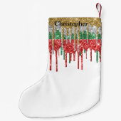 Monogram Gold Silver Red Green Glitter Drivers Kleine Kerstsok (Achterkant)