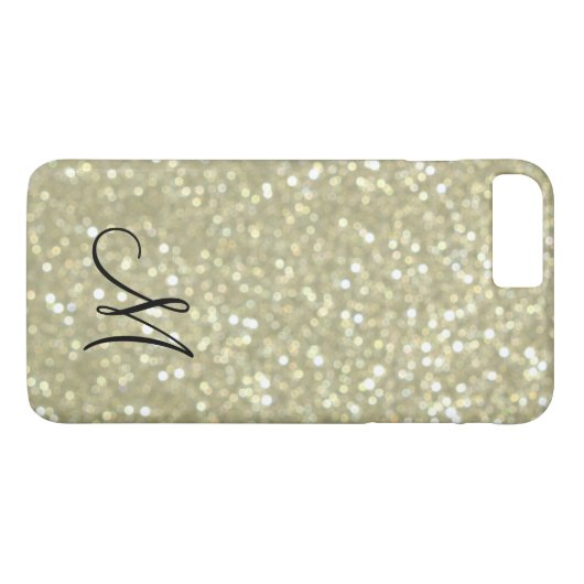 Monogram Gold Sparkle iPhone 7 Plus Hoesje (Achterkant (Horizontaal))