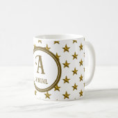 Monogram Gold Star Pattern Persoonlijk Initiaal Koffiemok (Voorkant rechts)