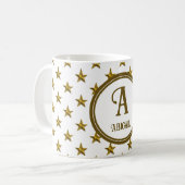 Monogram Gold Star Pattern Persoonlijk Initiaal Koffiemok (Voorkant links)